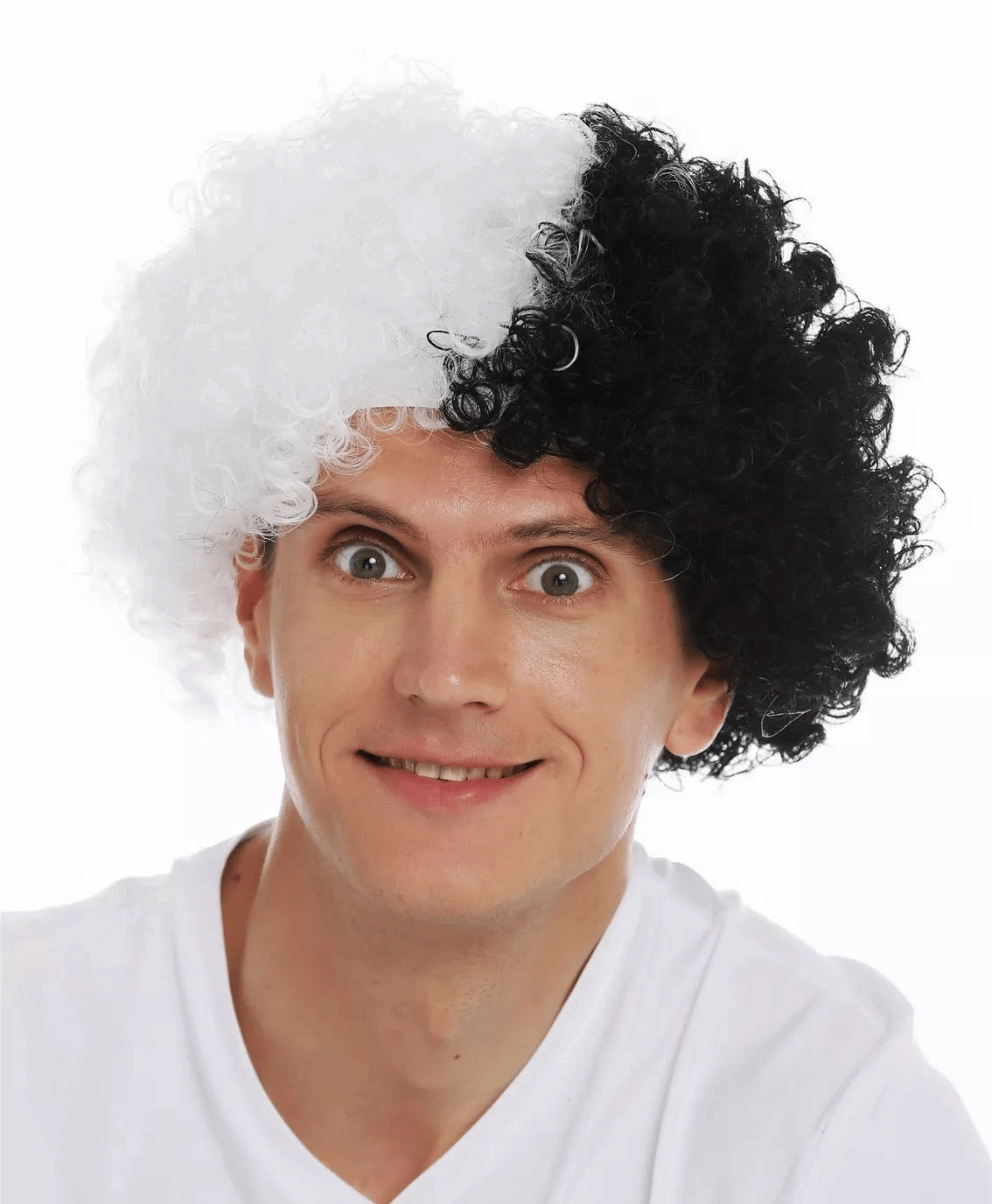 Siyah Beyaz Kıvırcık Afro Bonus Peruk Taraftar Bonus Saç Bx40