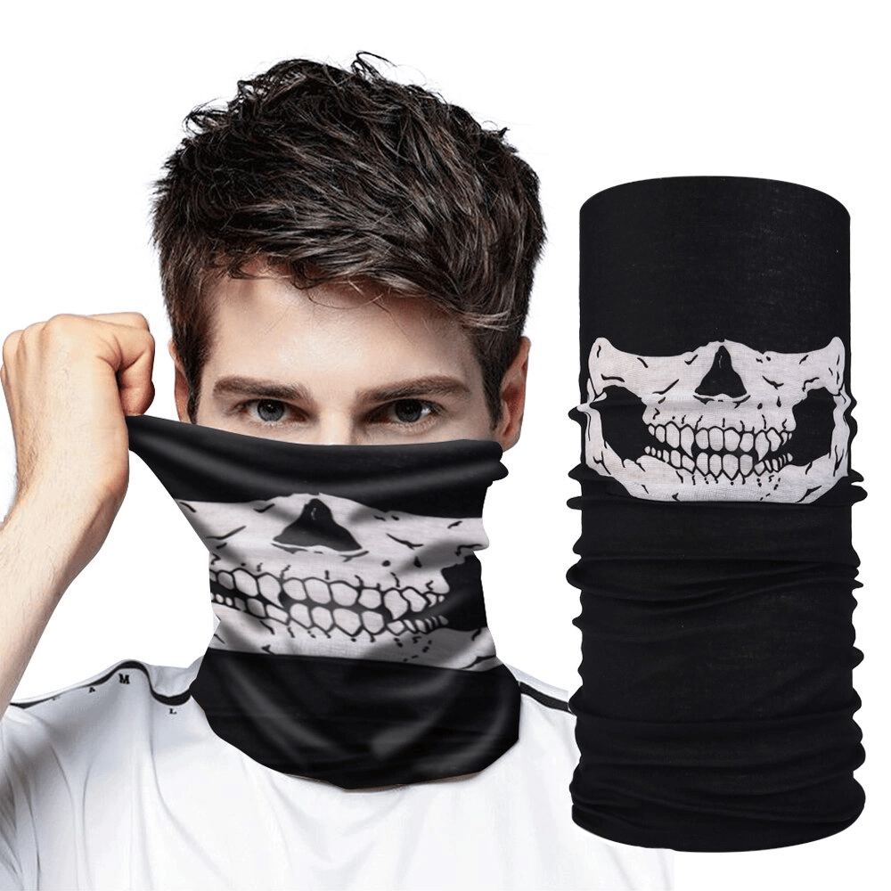 Siyah Renk Dikişsiz Çok Fonksiyonlu Çene Kafatası Yüz Maskesi Baf Buff Bandana Boyunluk Bileklik Bx40