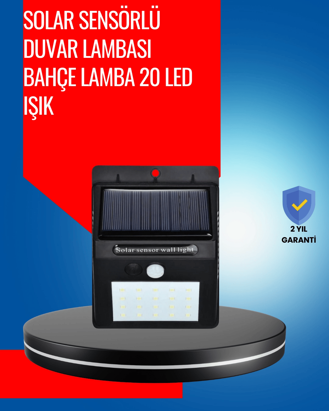 Solar Enerjiyle Çalışan IP65 Su Geçirmez 20 LED Duvar Lambası