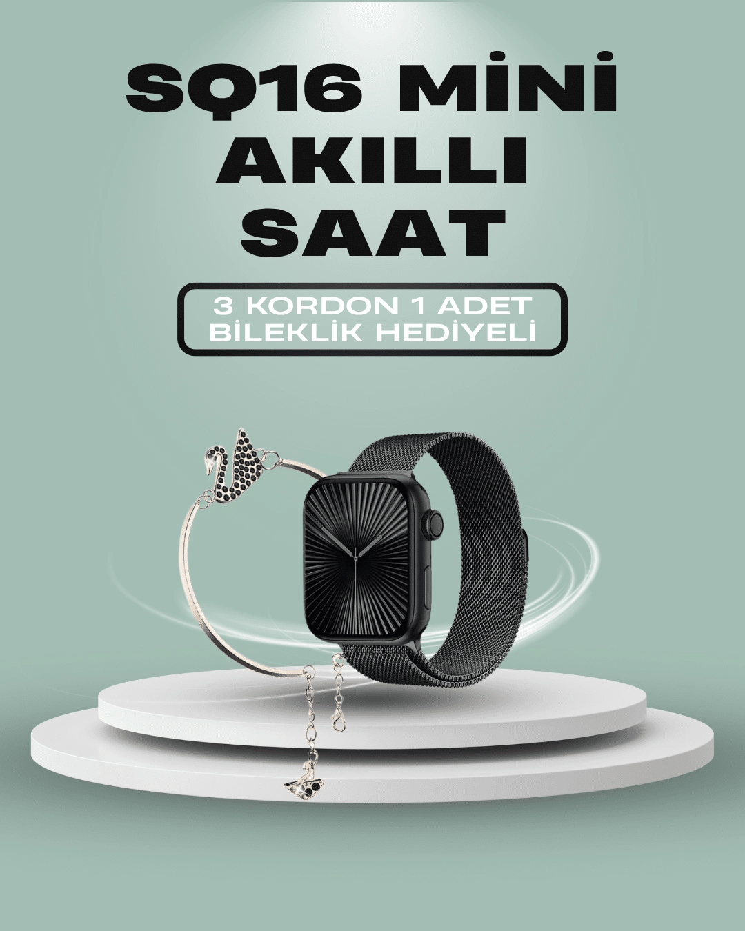 SQ-16 Mini Series 10 Akıllı Saat – 3 Kordon + Hediye Bileklik