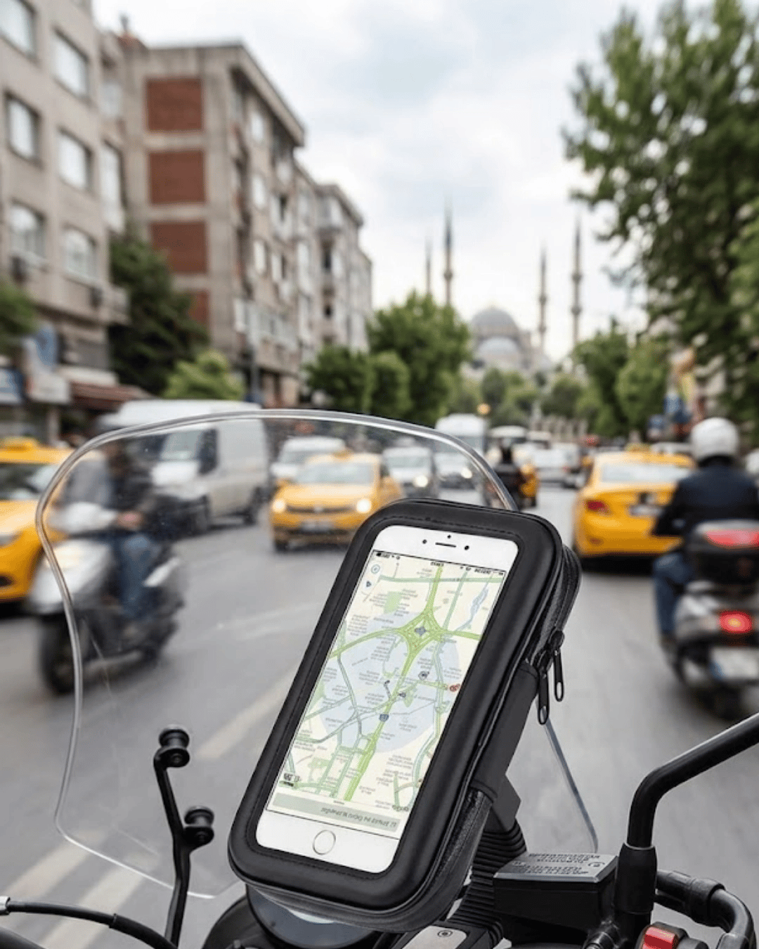 Su Geçirmez Motosiklet Telefon Tutucu Evrensel Gidon Montaj Navigasyon Standı