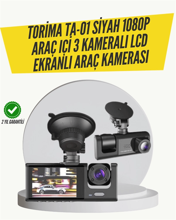 TA-01 3 Kameralı 1080P Araç Kamerası Siyah
