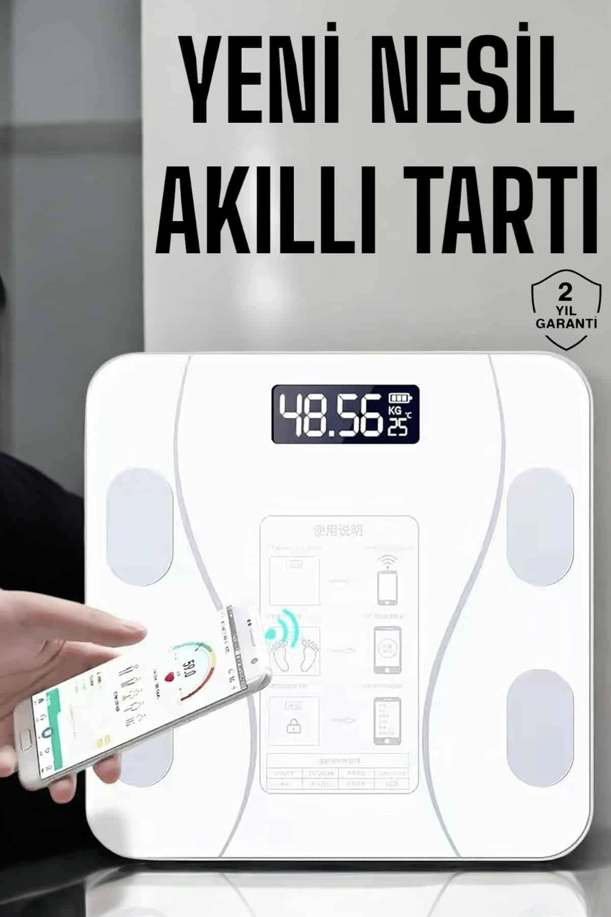 Tartı Baskül Dijital Elektronik Tartı Vücut Analiz Wifi Akıllı Yağ Ölçer