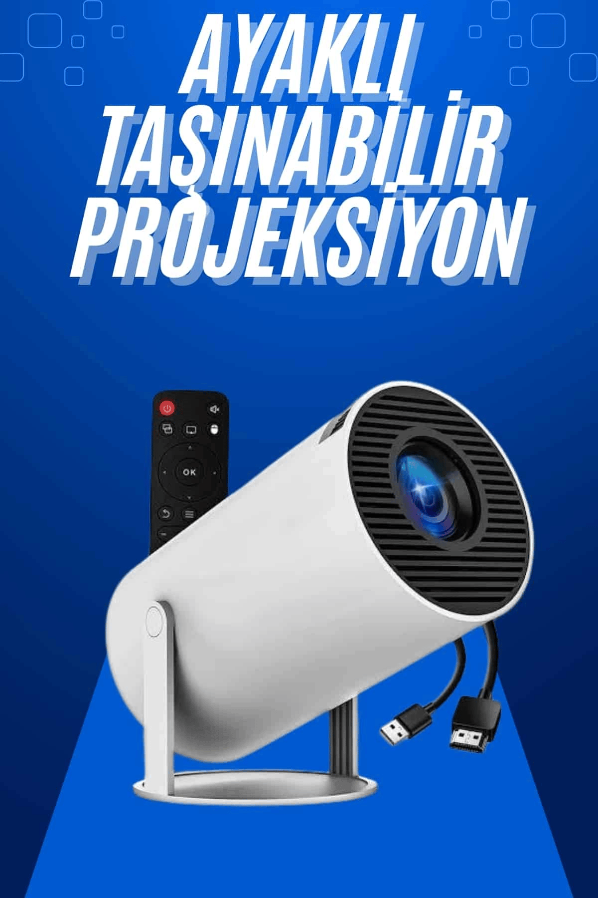 Taşınabilir Projeksiyon Ayaklı Projektör Android Uyumlu HDMI Girişli