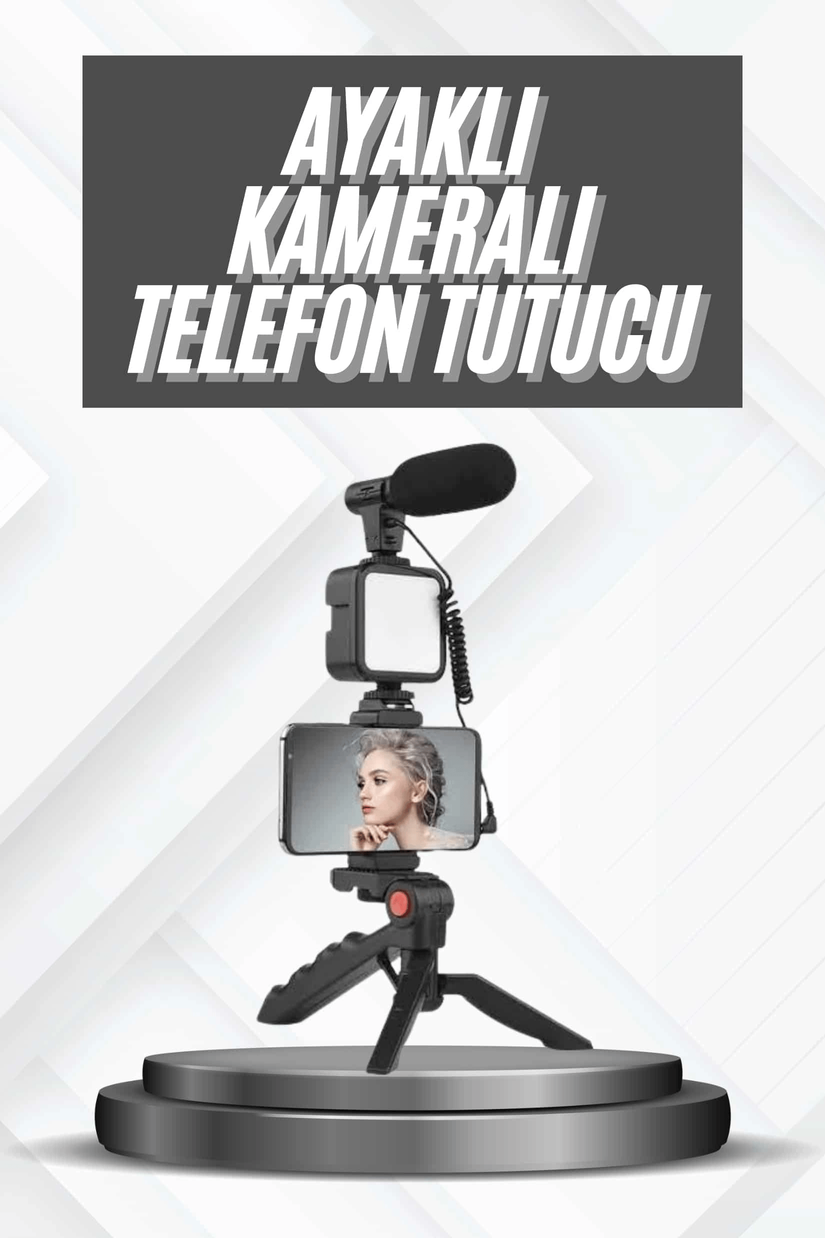 Telefon Tutucu Mikrofonlu Işıklı Youtuber Video Kayıt