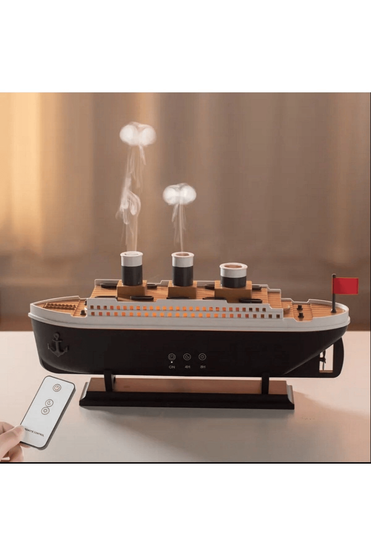 Titanic Gemi Hava Nemlendirici Fonksiyonlu Buhar Makinesi Kumandalı