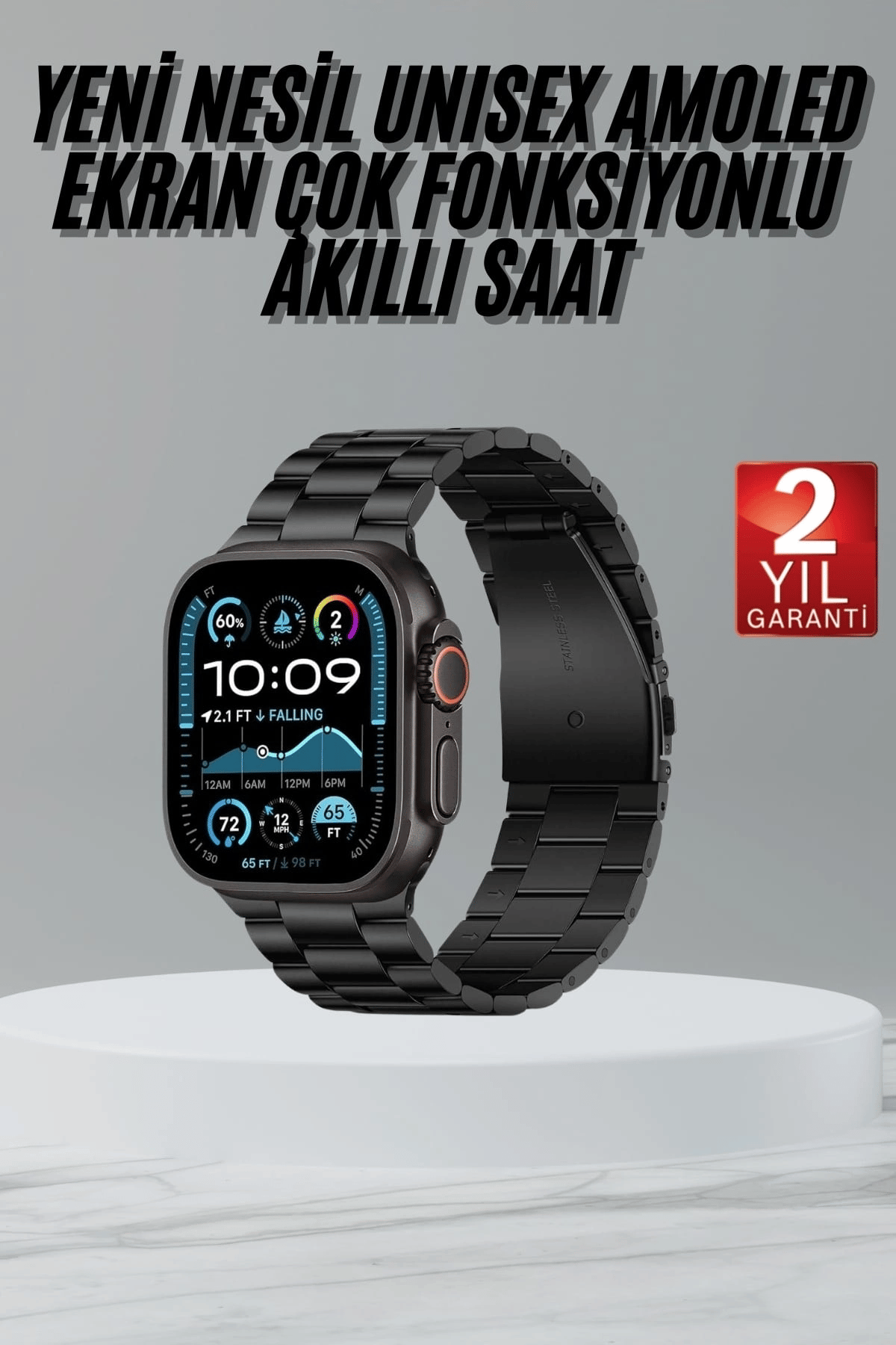 Ultra 3 Kordonlu Amoled Ekran Akıllı Saat Çok Fonksiyonlu Uyku ve Sağlık Takibi