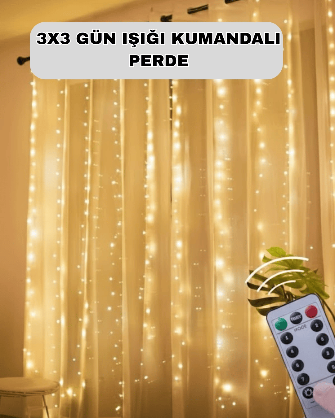 Uzaktan Kumandalı Perde Tipi Günışığı Peri Led Işık Dekorasyon