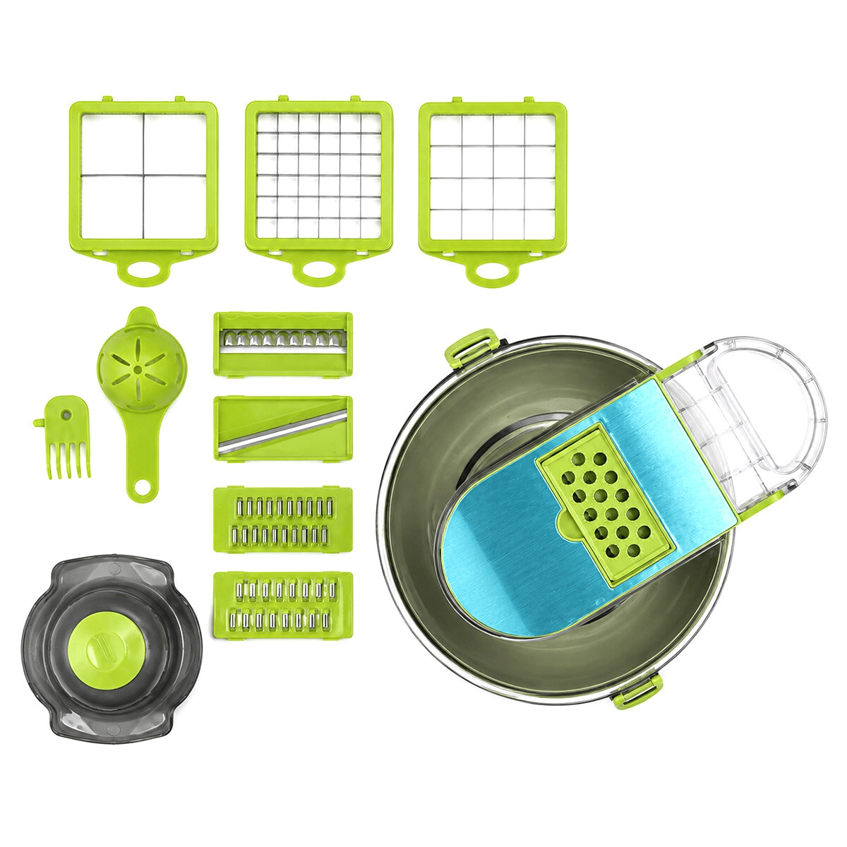 Vegetable Cutter Hazneli 9ın1 Çok Fonksiyonlu Sebze Dilimleyici - Kesici - Doğrayıcı Seti Dp-901 Bx40