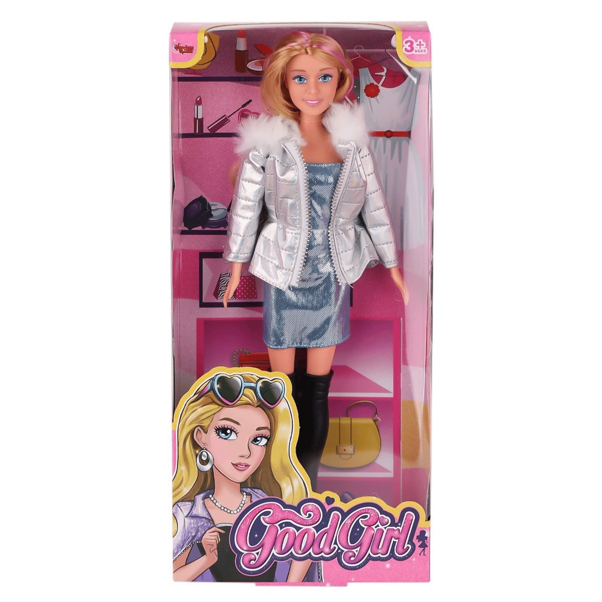 WG-66770 Parlak Elbiseli Ceketli Bebek 29 cm