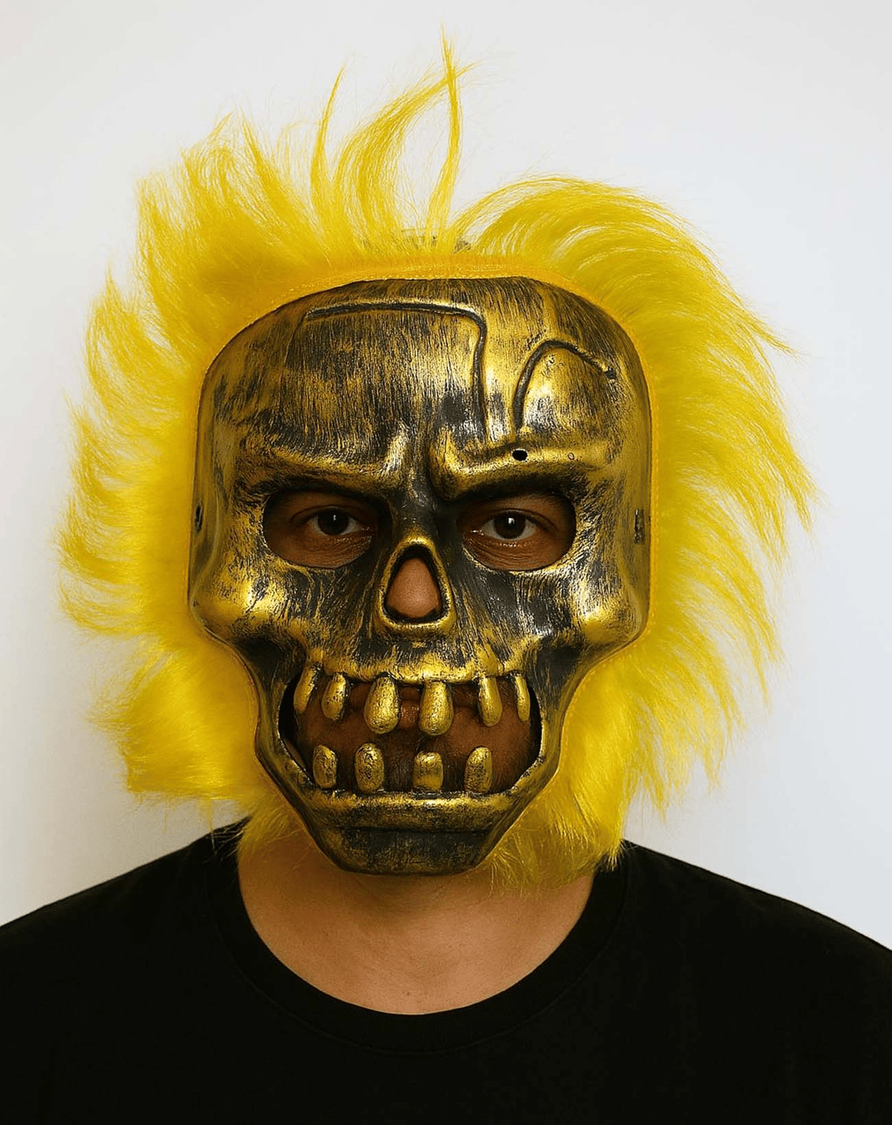 Wild Skull - Bakır Kafatası Sarı Saçlı İskelet Maske Bx40