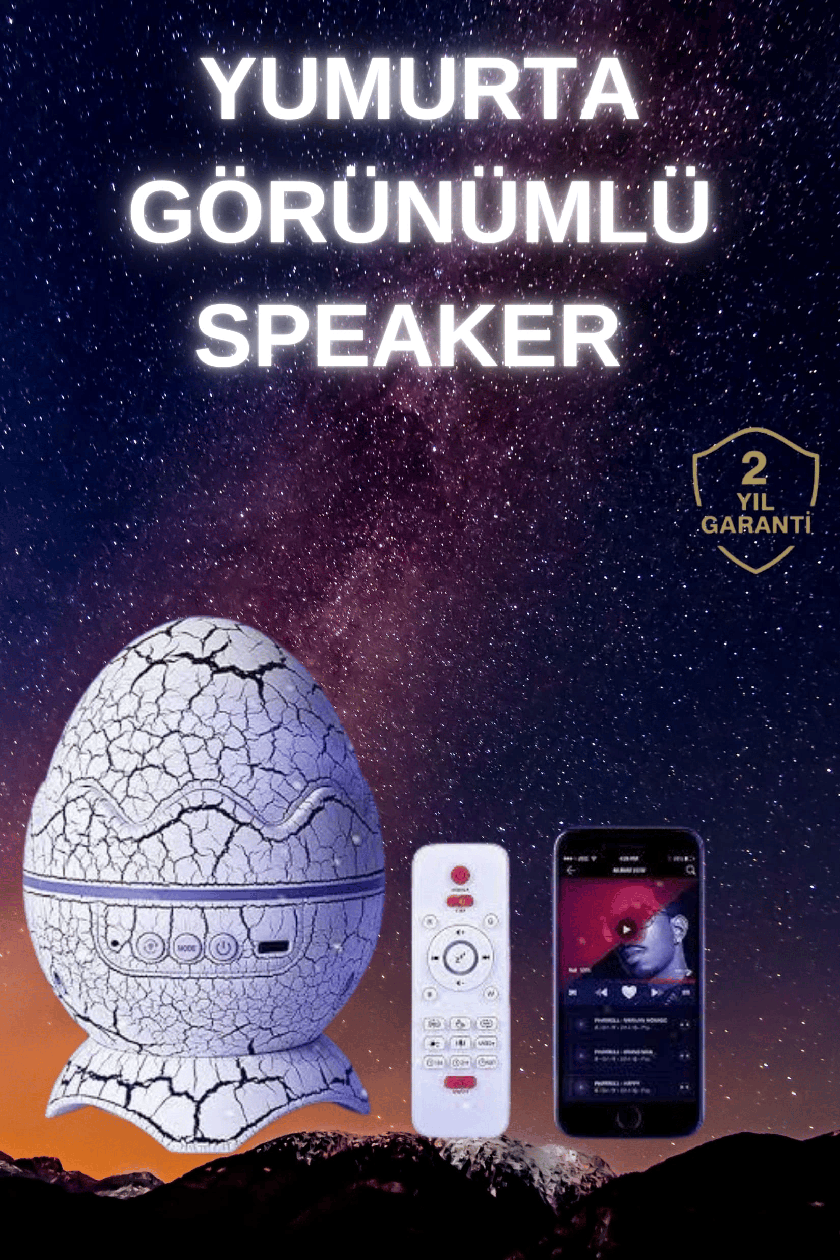 Yumurta Şeklinde Su Dalgalı Bluetooth Speaker Lamba Renkli Şarjlı