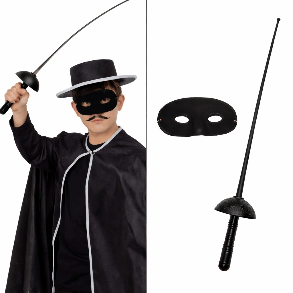 Zorro Kostüm Plastik Aksesuar Seti – Maske Ve Kılıç (67 Cm) Bx40