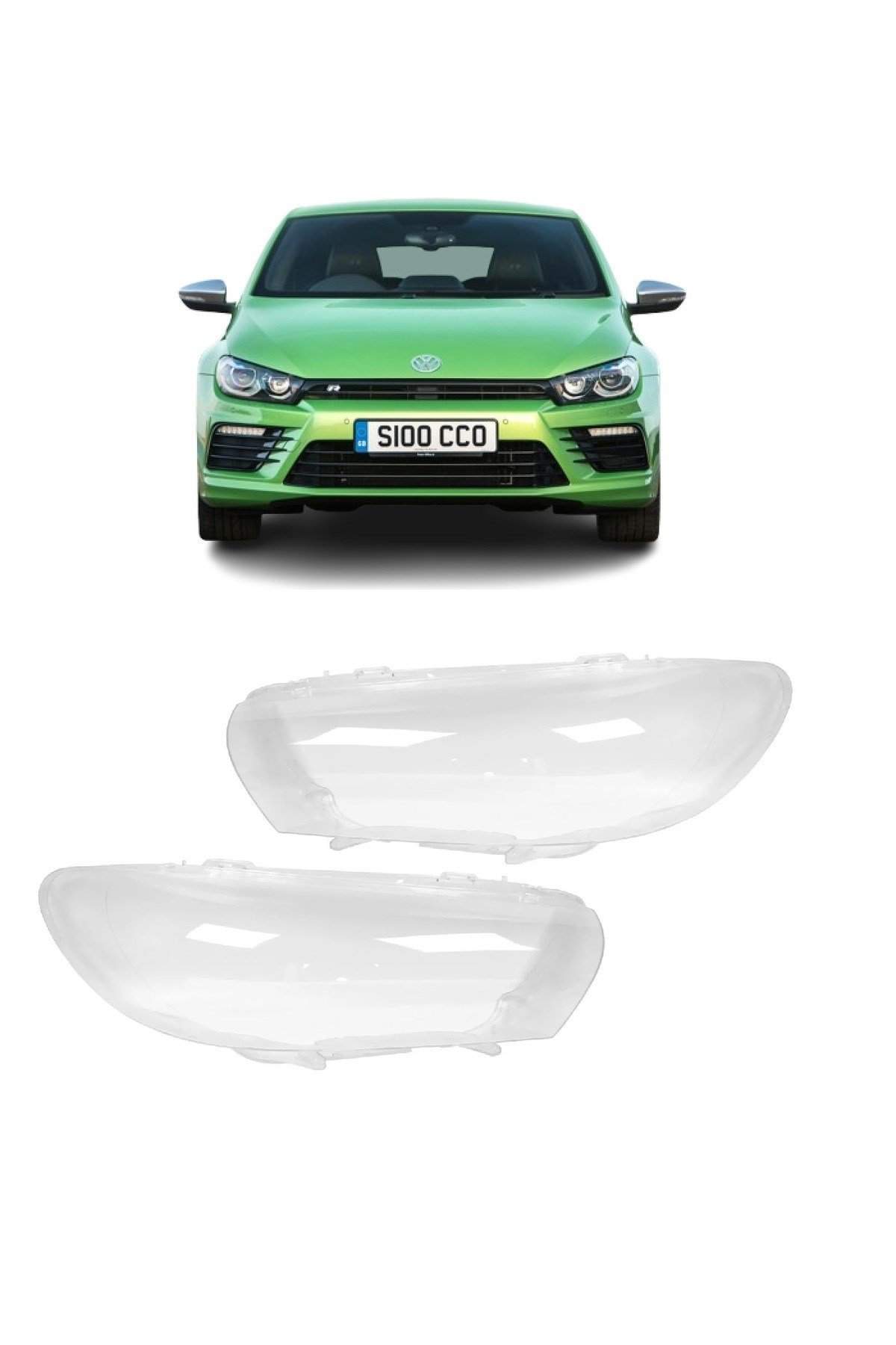 Volkswagen Vw Scirocco 2014-2017 Uyumlu Halojen Sağ + Sol Far Camı Takım 2 Ad 1K8941005Q 1K8941006Q