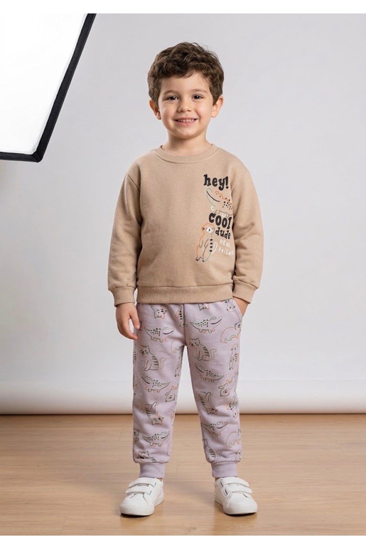 Erkek Bebek/Çocuk 3 iplik Takım-vizon krem