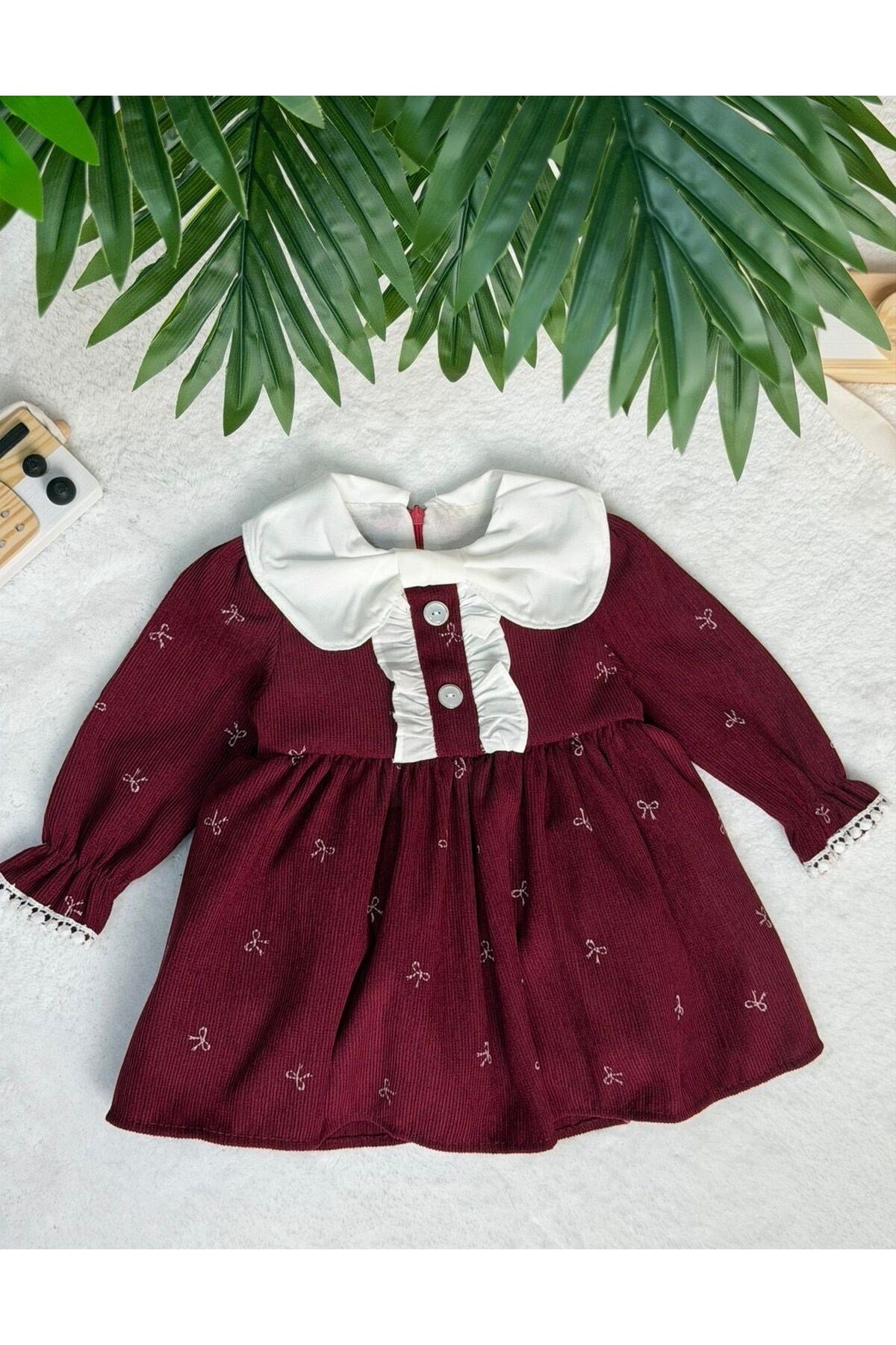KADİFE FİTİLLİ BEBEK ELBİSESİ
