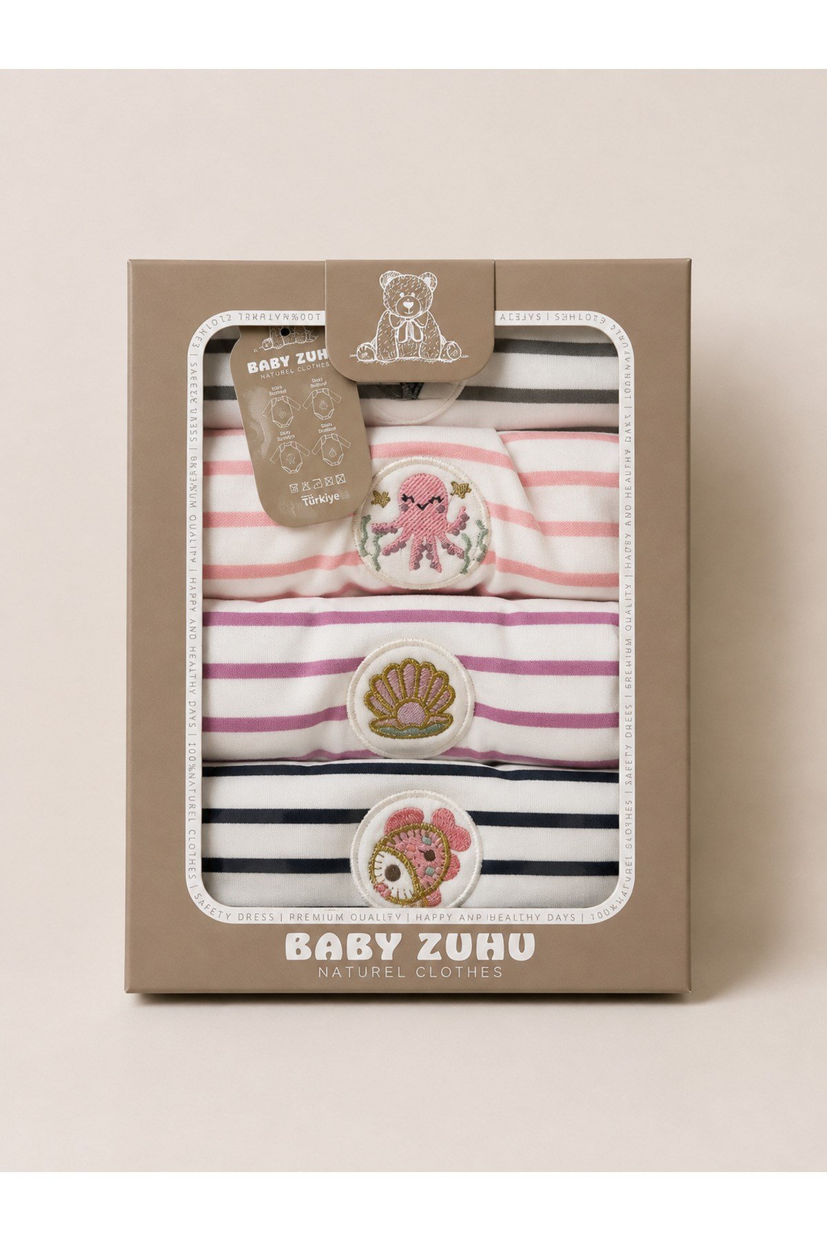 Kız Bebek 4’lü Zıbın Set 0-12 ay (kutulu)