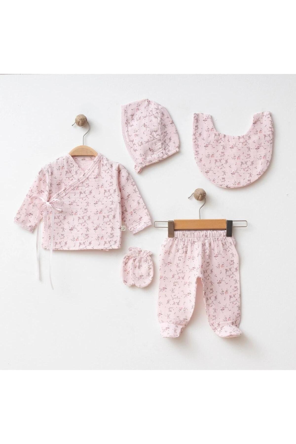 Müslin 5li Hastane Çıkışı Seti %100 Natural Cotton