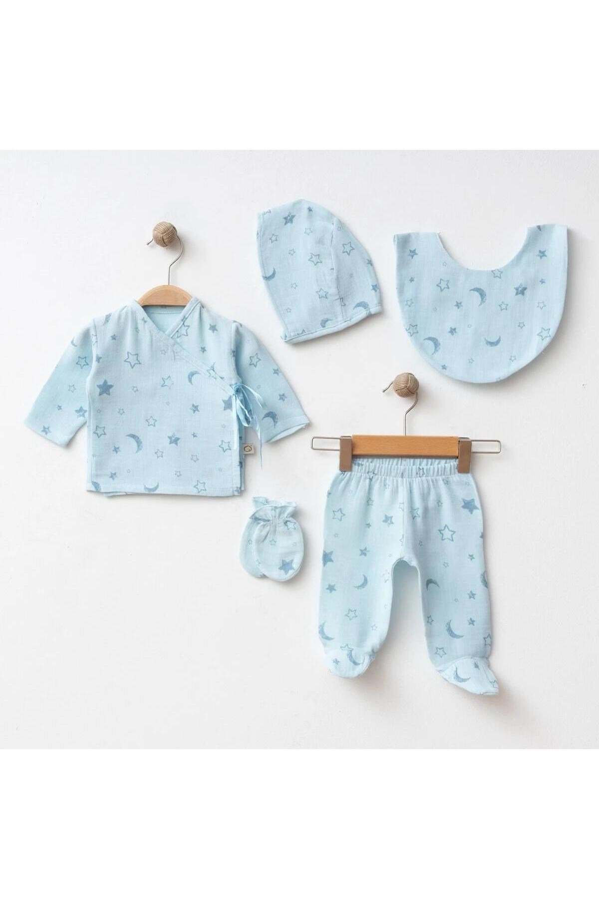 Müslin 5li Hastane Çıkışı Seti %100 Natural Cotton
