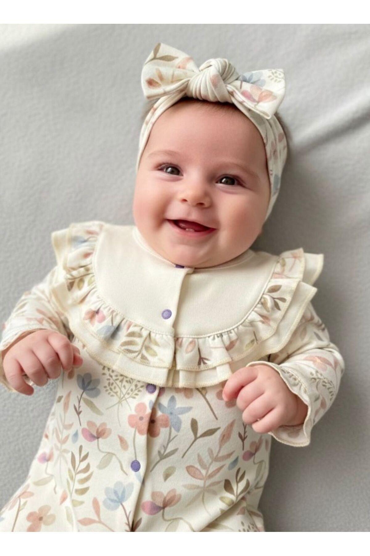 Roba Fırfırlı Çiçekli 2li Kız Bebek Tulum Set