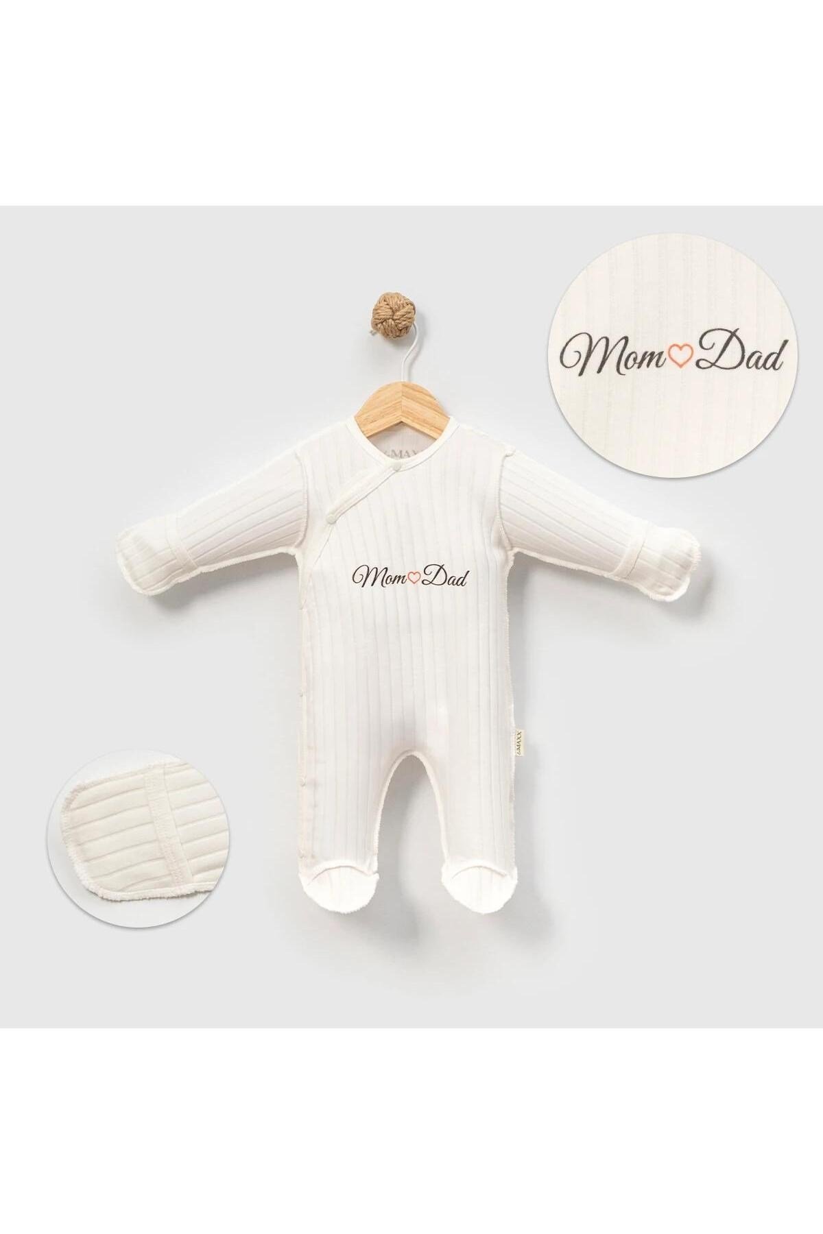 Unisex Mom&Dad Ters Dikiş Raporlu Eldiven Detaylı Tulum