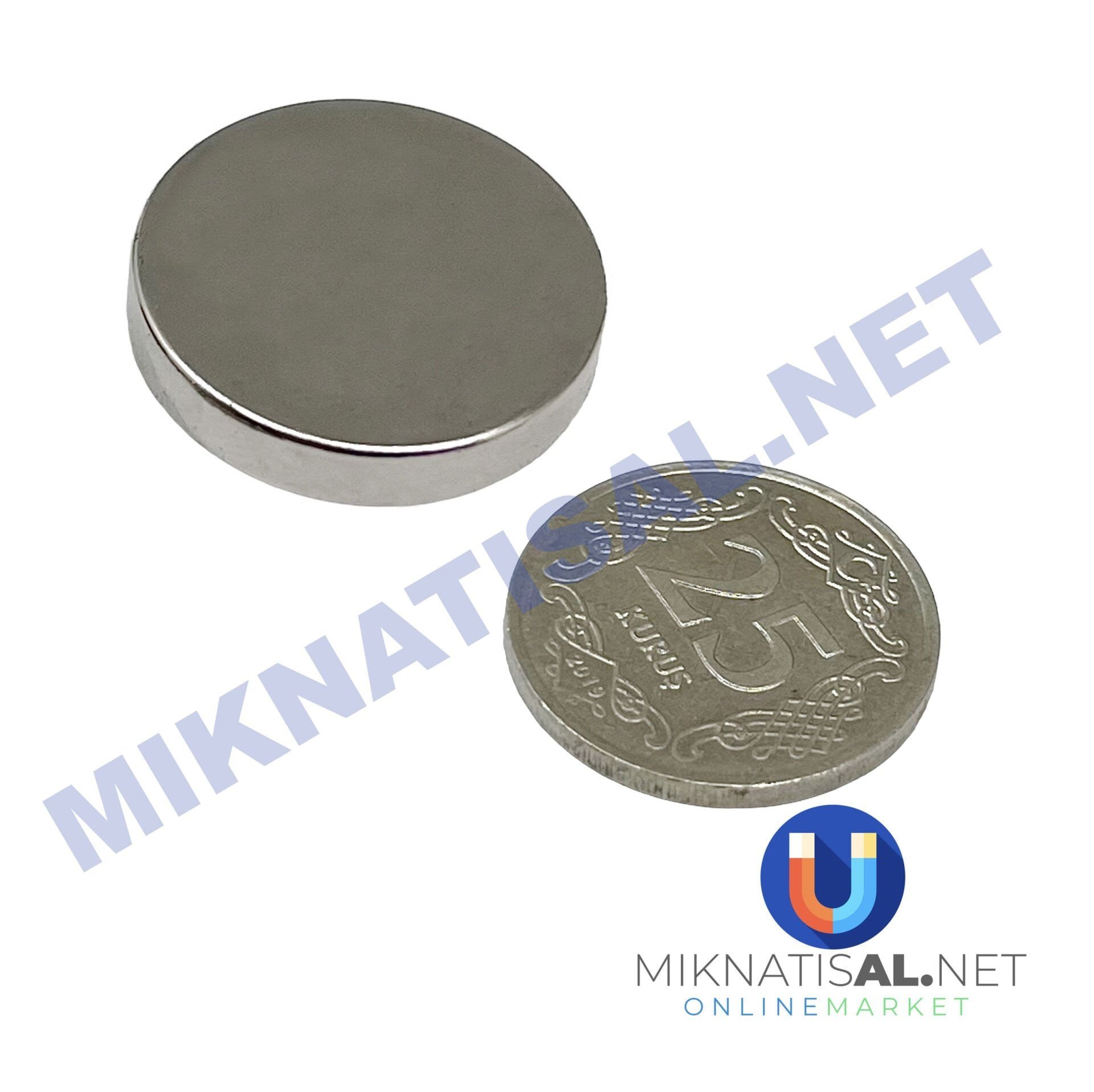 Çap 25mm Kalınlık 5mm N35 Silindir Güçlü Mıknatıs 25x5