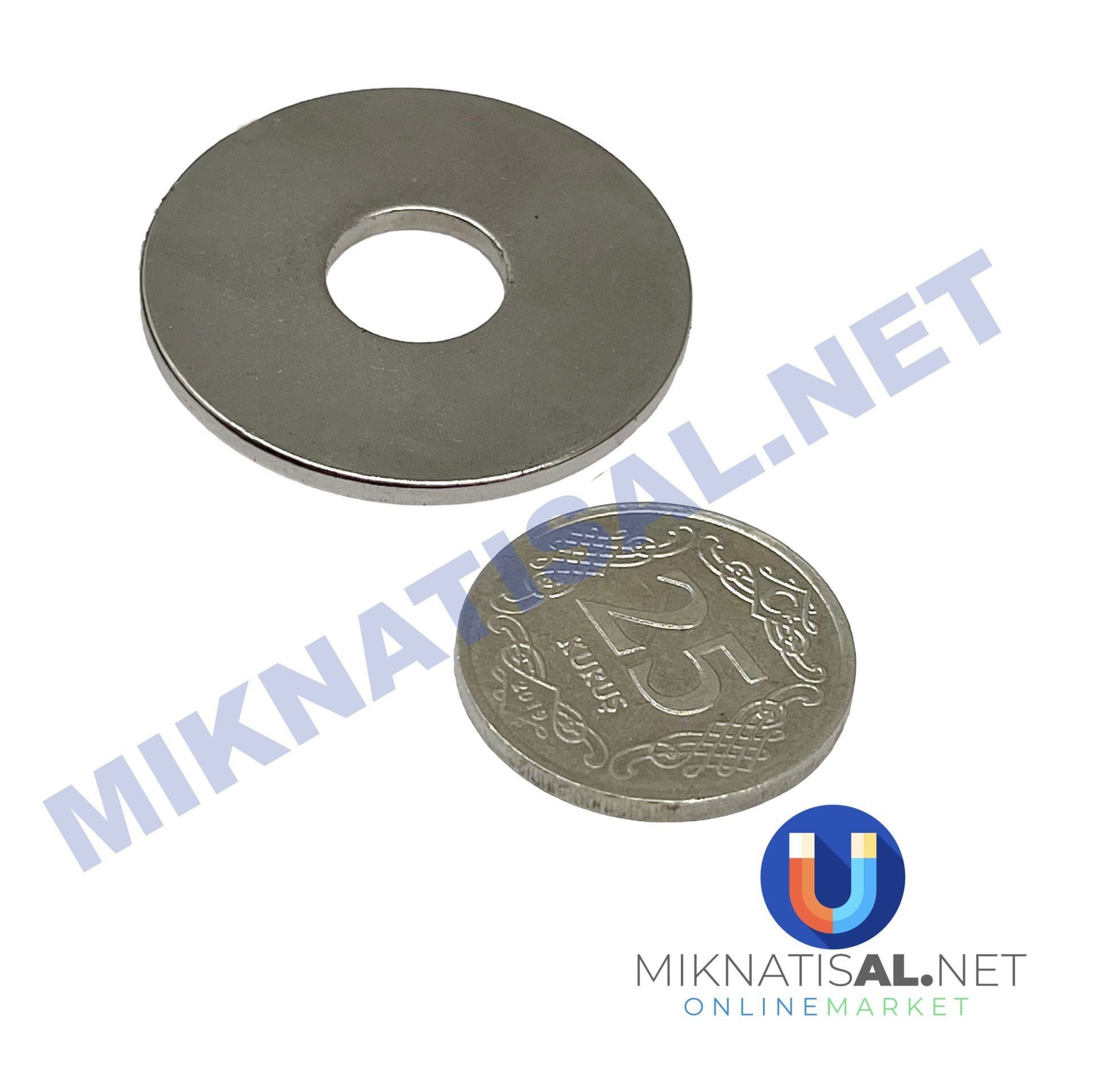 Çap 30mm X Delik Çapı 18mm X Kalınlık 5 mm N35 Halka Güçlü Mıknatıs