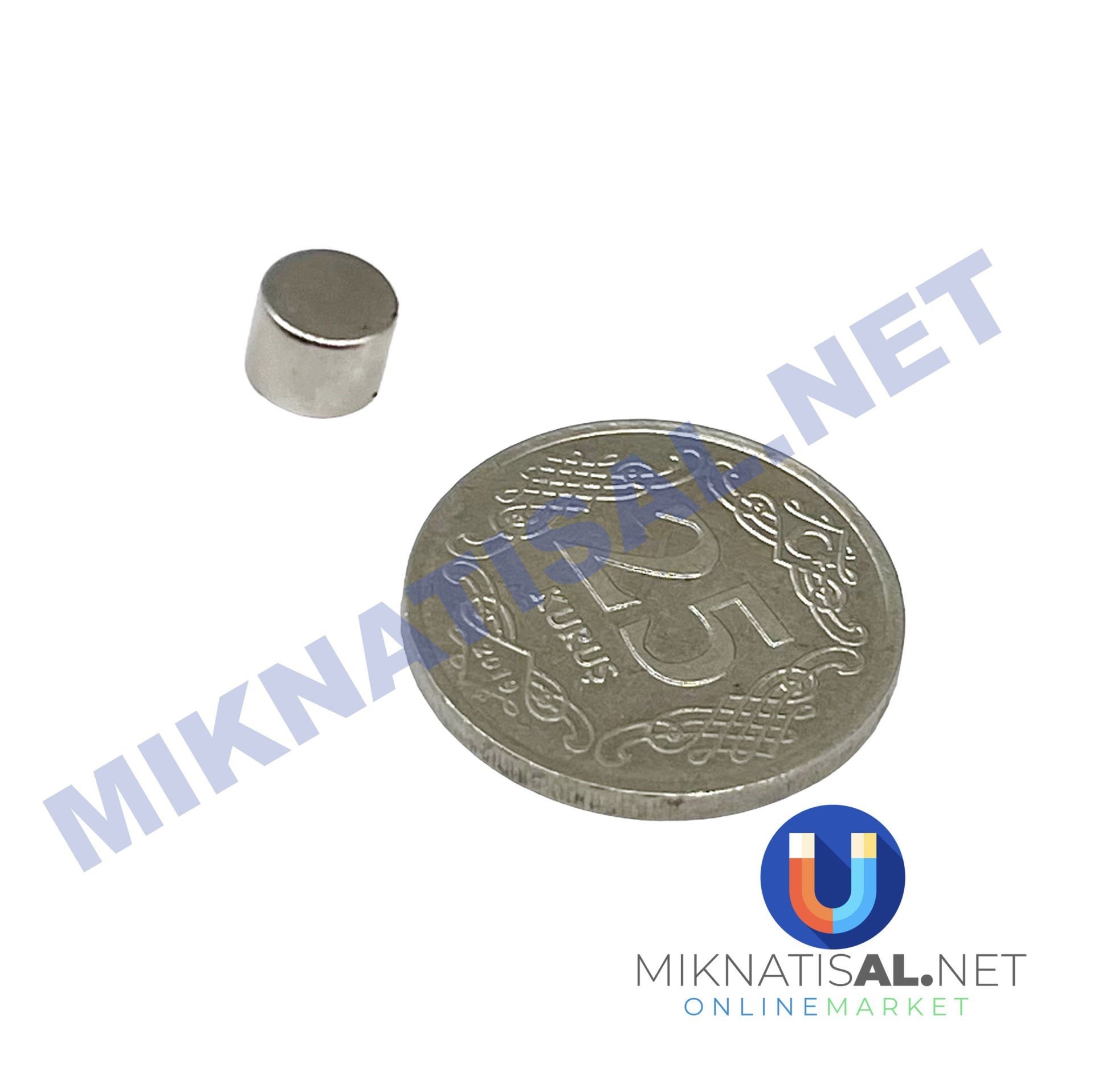 Çap 6mm Kalınlık 5mm N35 Silindir Güçlü Mıknatıs
