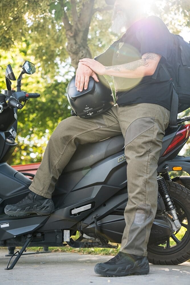 Yazlık Fileli Olive Cordura Motosiklet Pantolonu