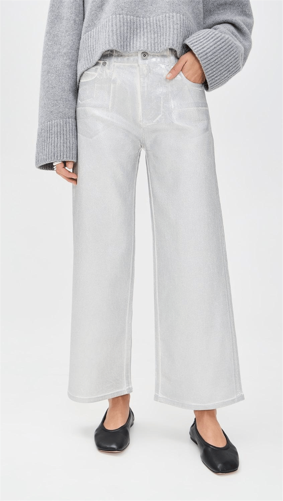 AG SAİGE WİDE LEG CROP JEANS SİLVER GLOW 