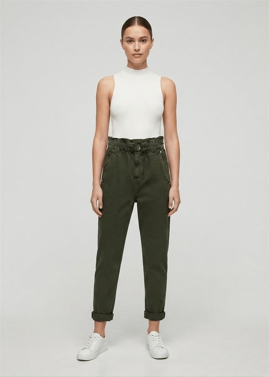 ZARA PAPERBAG HAKİ JEANS