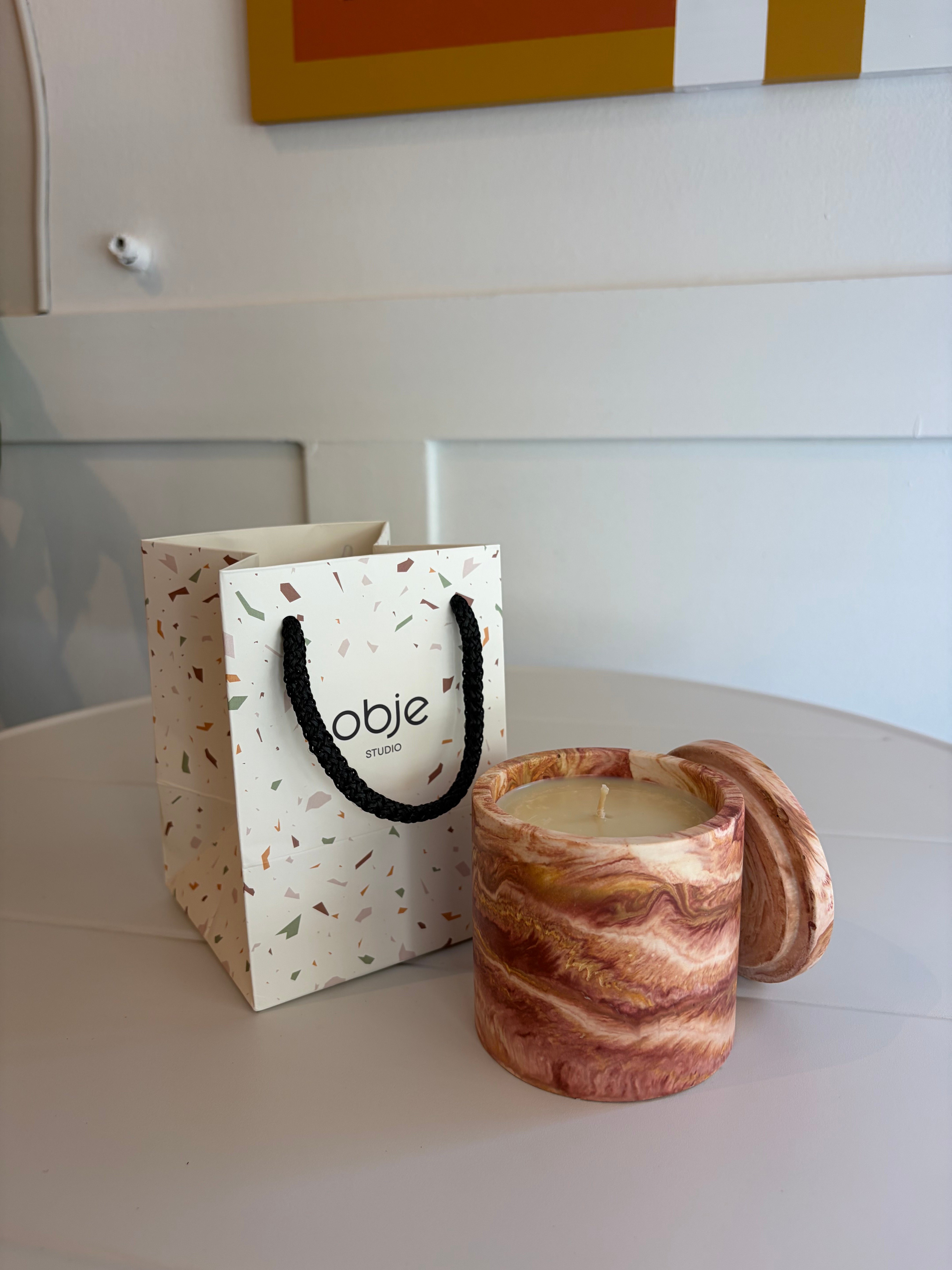 Kahverengi Marble Mum