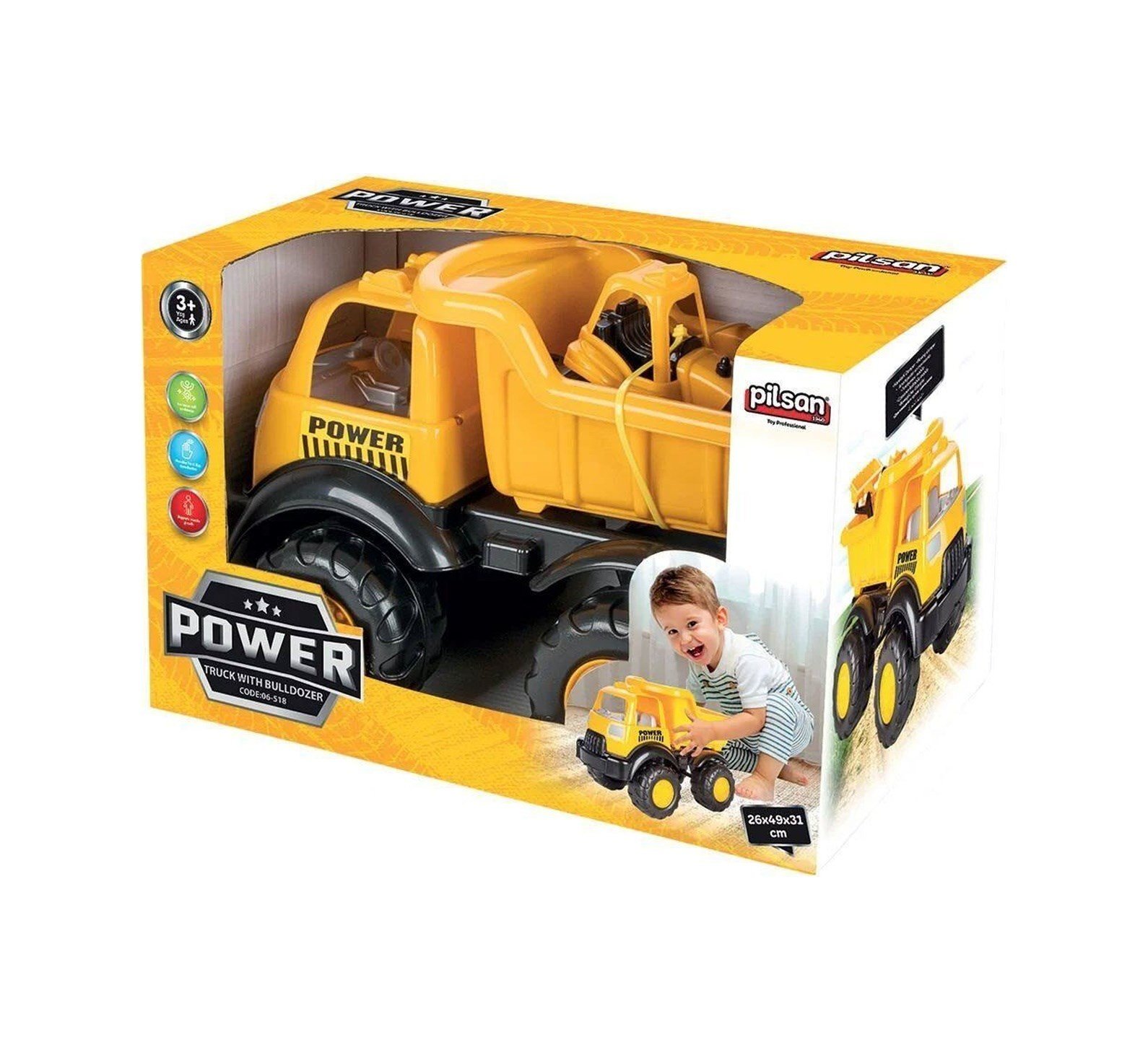06 518 Power İş Makineli Kamyon -pilsan Oyuncak Çok Renkli