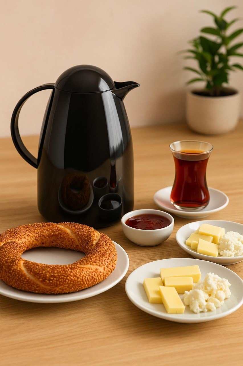 1 Lt Akrilik Siyah Çay Termosu 12 Saat Sıcak 24 Saat Soğuk-2828 Diğer