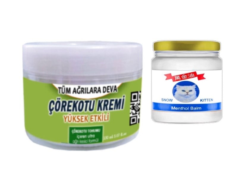 2 Tane Çörek Otu Kremi 150 Ml Büyük Boy Krem + 2 Tane Snow Kitten 50 Ml Menthol Balm / Kas Diz Dirsek Sırt Bel Iskelet Agrilarina Masaj Seti