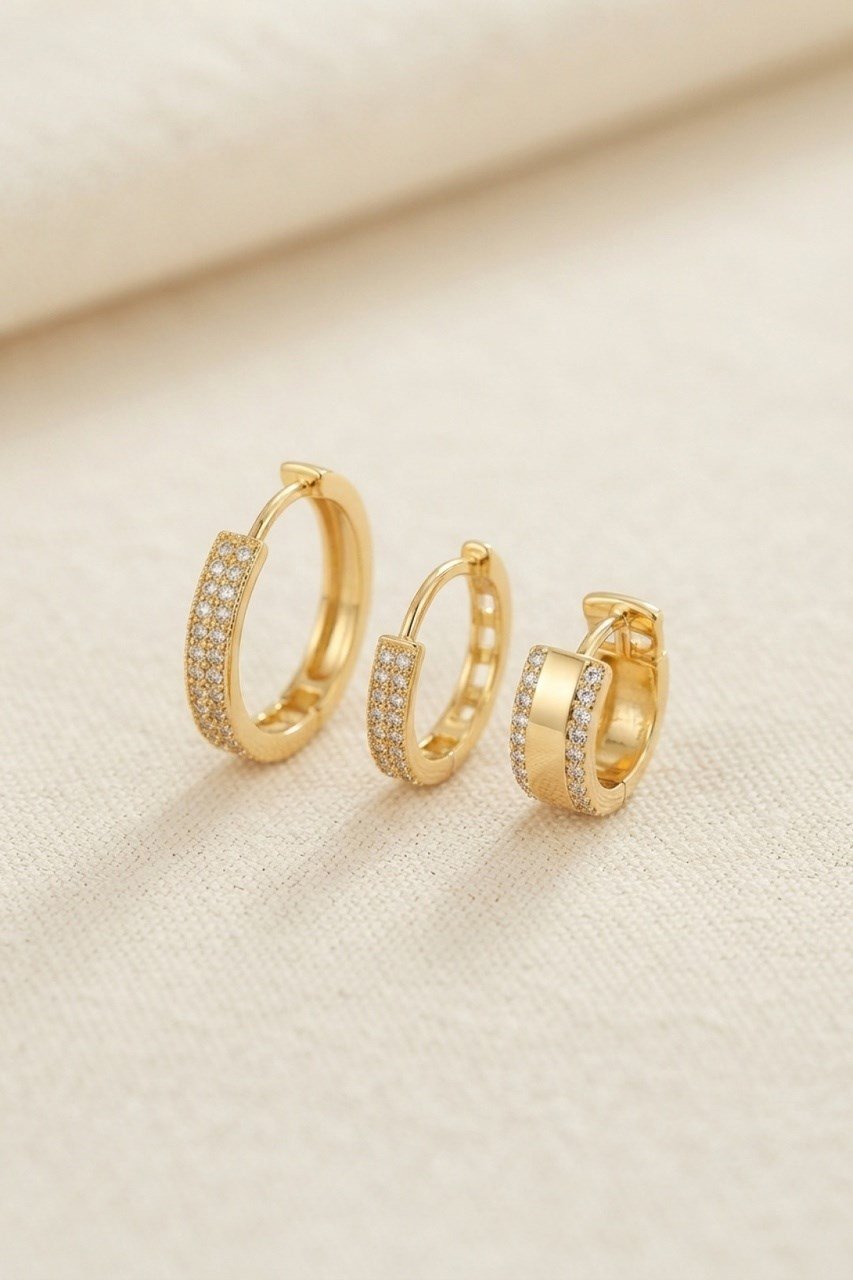 3 Lü Set Gold Renk Halka Model Küpe Diğer