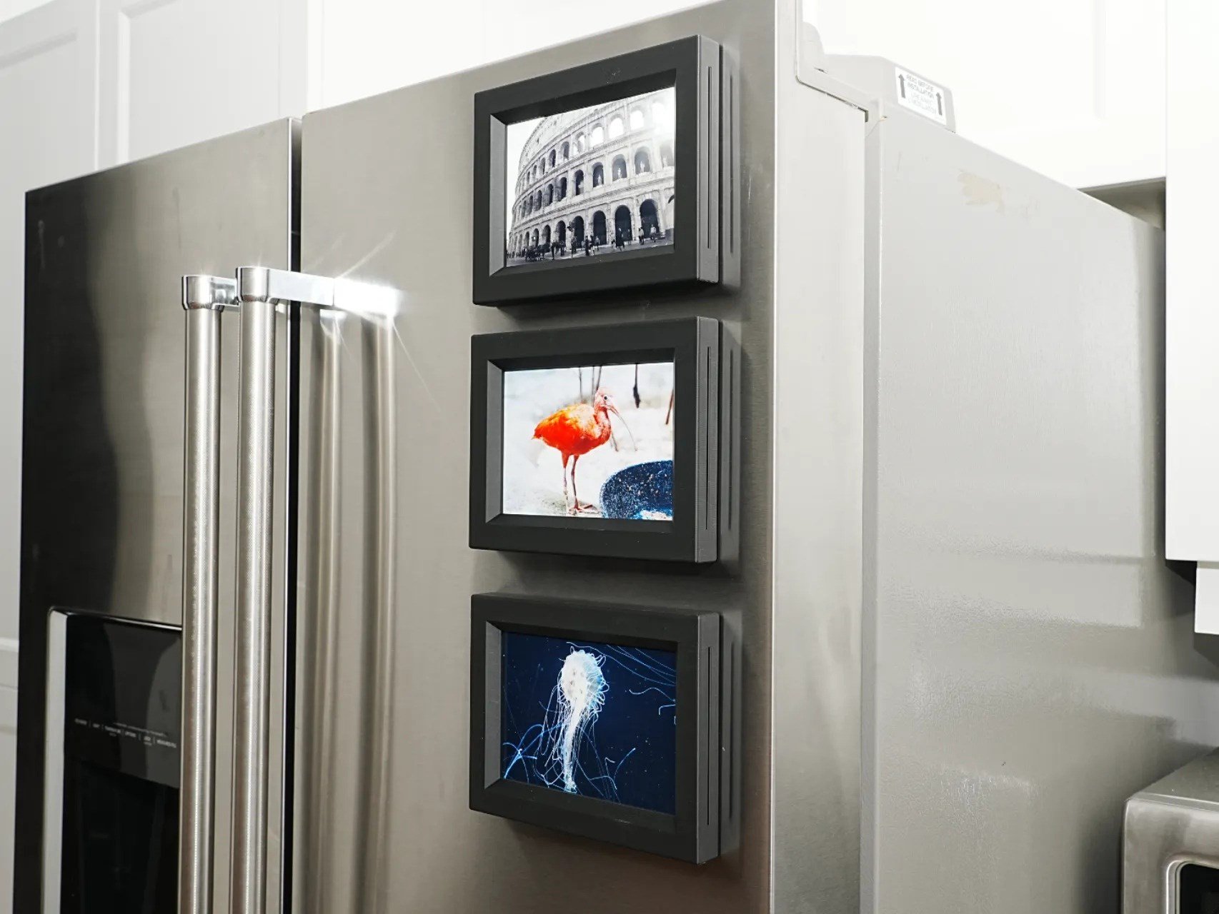 3d Baskı 3lü Magnet Fotoğraf Çerçevesi Seti - Buzdolabı İçin Mini Manyetik Resim Çerçevesi, Dekoratif Magnet-siyah