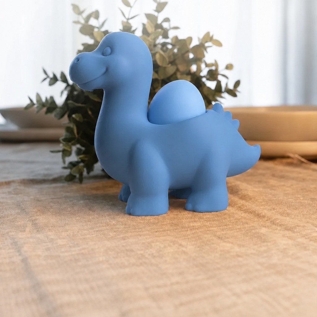 3d Baskı Dinozor Yumurtalık - Sevimli Eggosaurus Yumurta Tutucu-mavi Beyaz