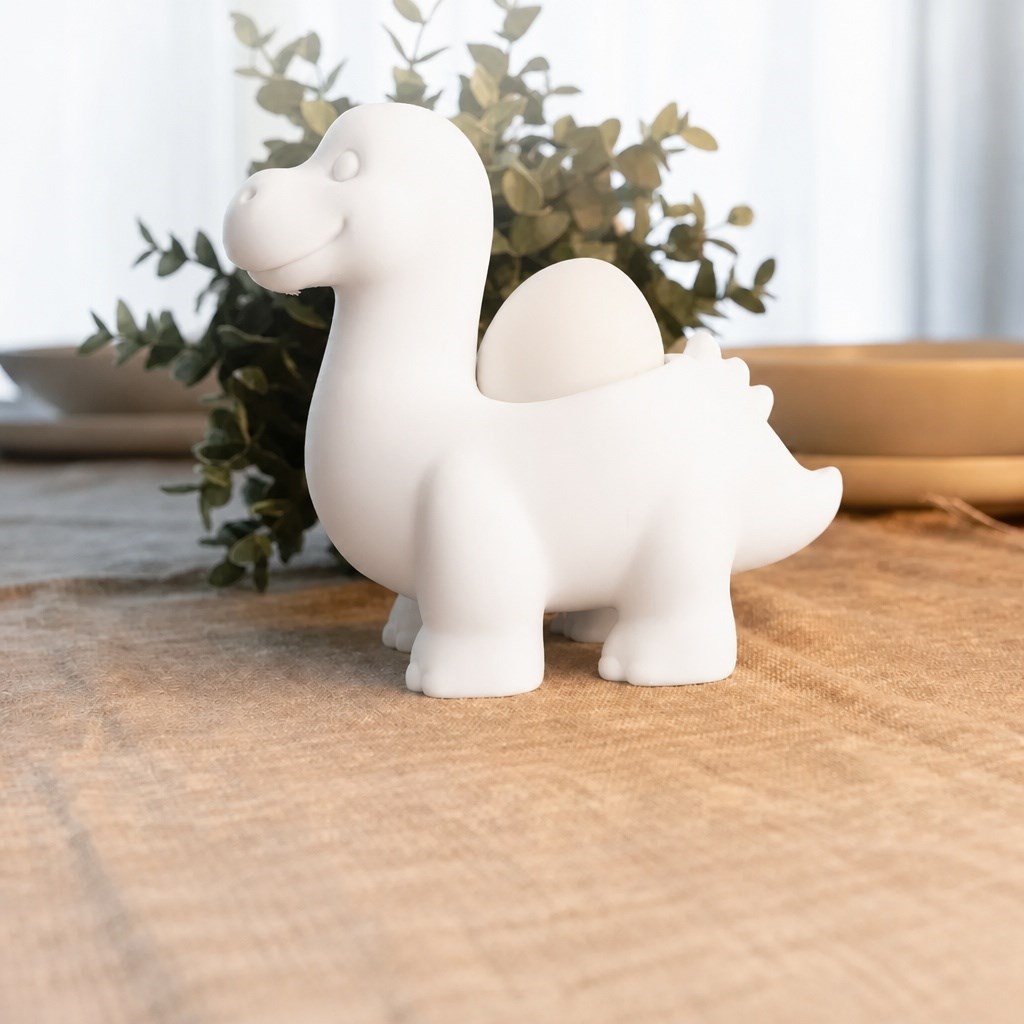 3d Baskı Dinozor Yumurtalık - Sevimli Eggosaurus Yumurta Tutucu-beyaz