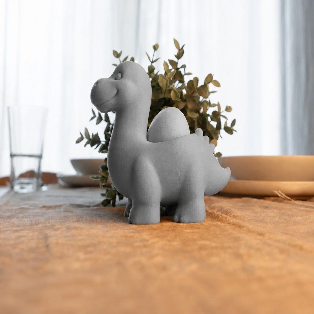 3d Baskı Dinozor Yumurtalık - Sevimli Eggosaurus Yumurta Tutucu-gri Beyaz