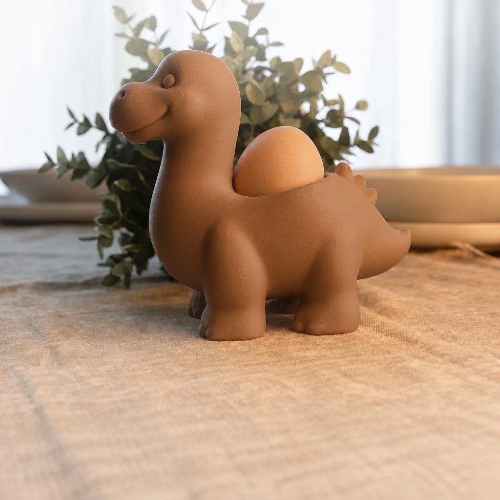 3d Baskı Dinozor Yumurtalık - Sevimli Eggosaurus Yumurta Tutucu-kahverengi Beyaz