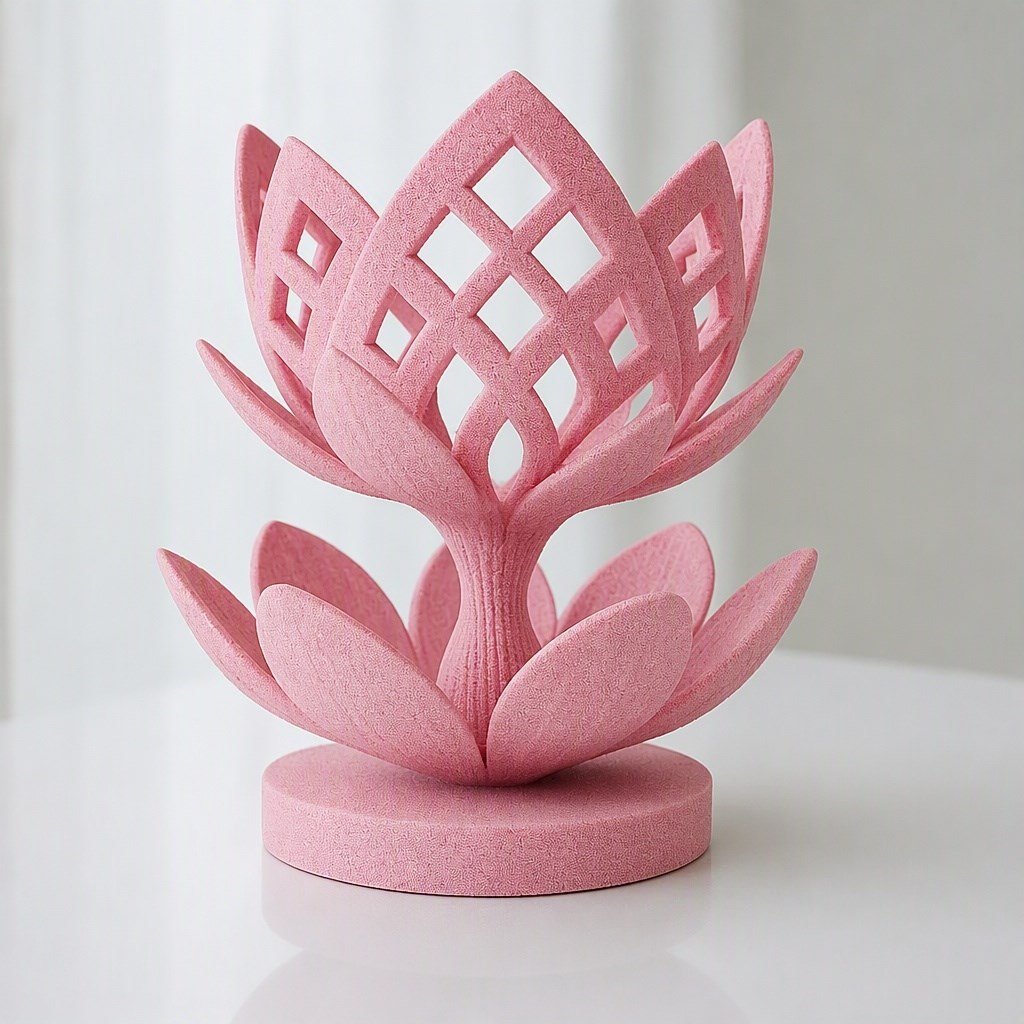 3d Baskı Lotus Çiçeği Mumluk - Dekoratif Tealight Mumluk-pembe Çok Renkli
