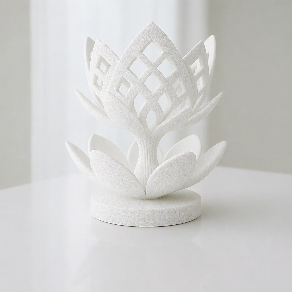 3d Baskı Lotus Çiçeği Mumluk - Dekoratif Tealight Mumluk-beyaz Çok Renkli