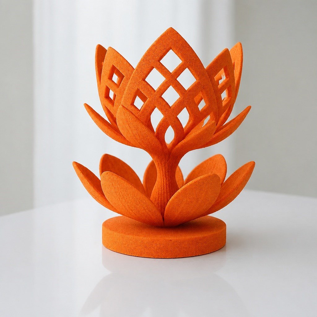 3d Baskı Lotus Çiçeği Mumluk - Dekoratif Tealight Mumluk-turuncu Çok Renkli