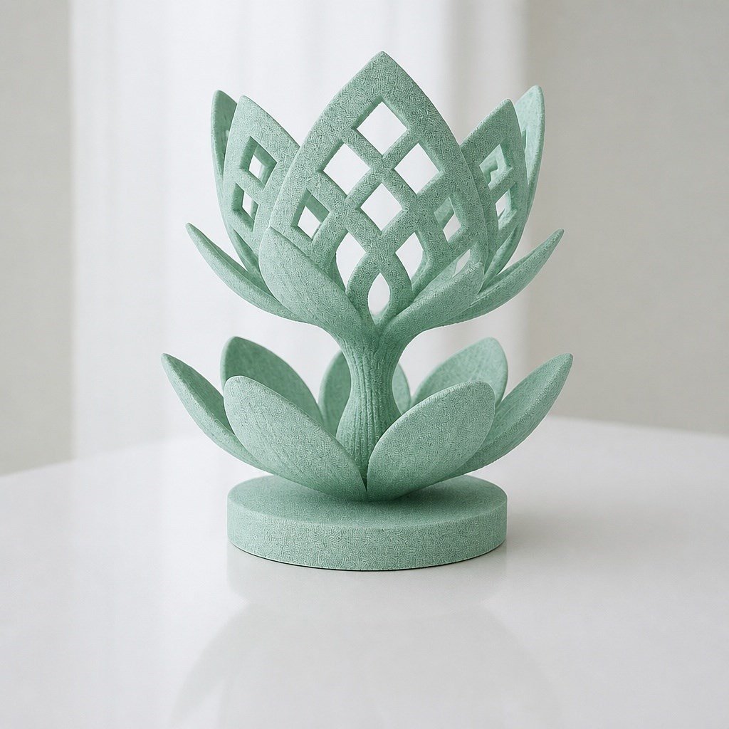 3d Baskı Lotus Çiçeği Mumluk - Dekoratif Tealight Mumluk-mint Çok Renkli