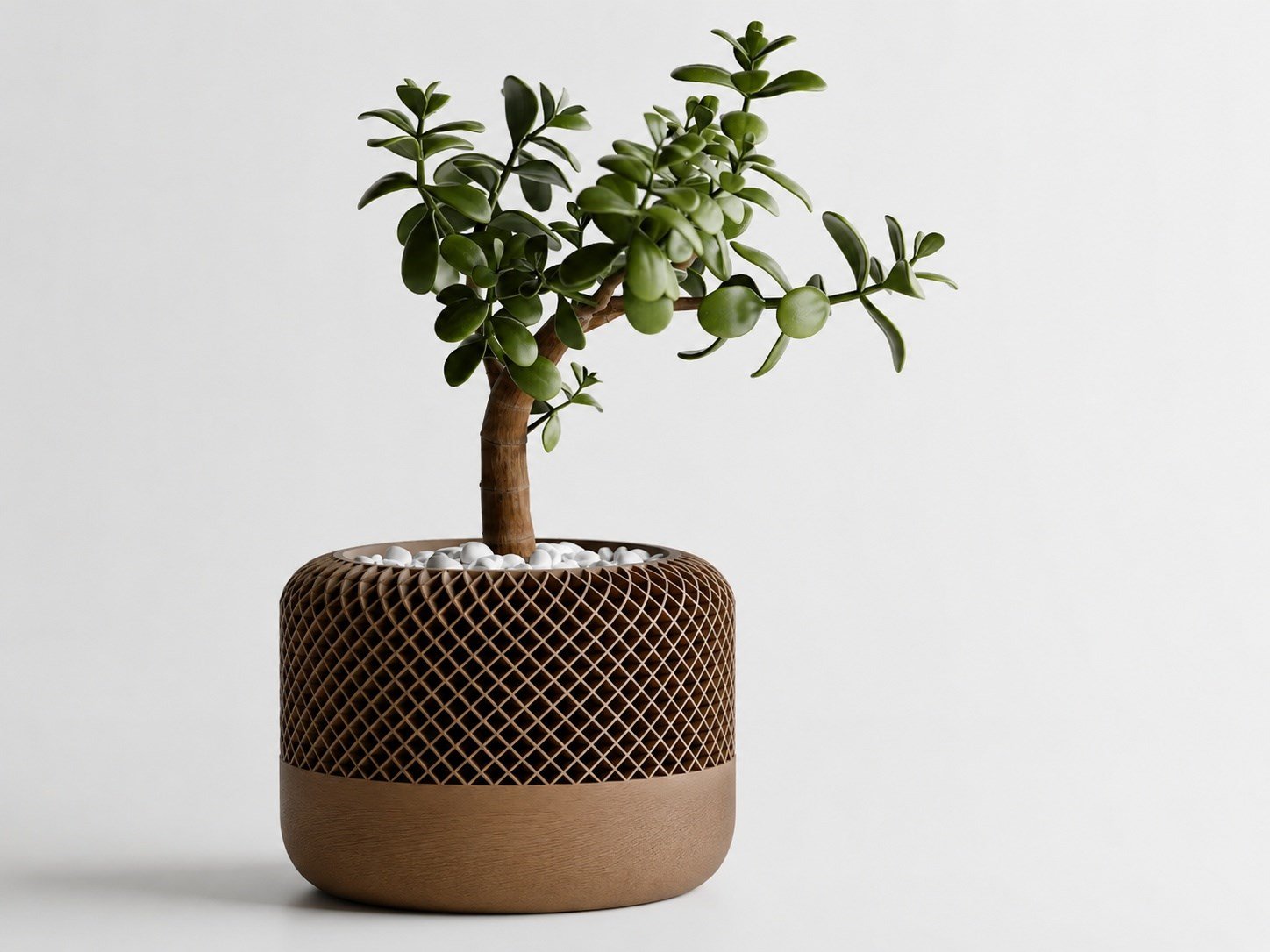 3d Baskı Modern File Desenli Dekoratif Saksı - Minimal Çiçek Saksısı, Ev Ve Ofis Bitki Saksısı-kahverengi