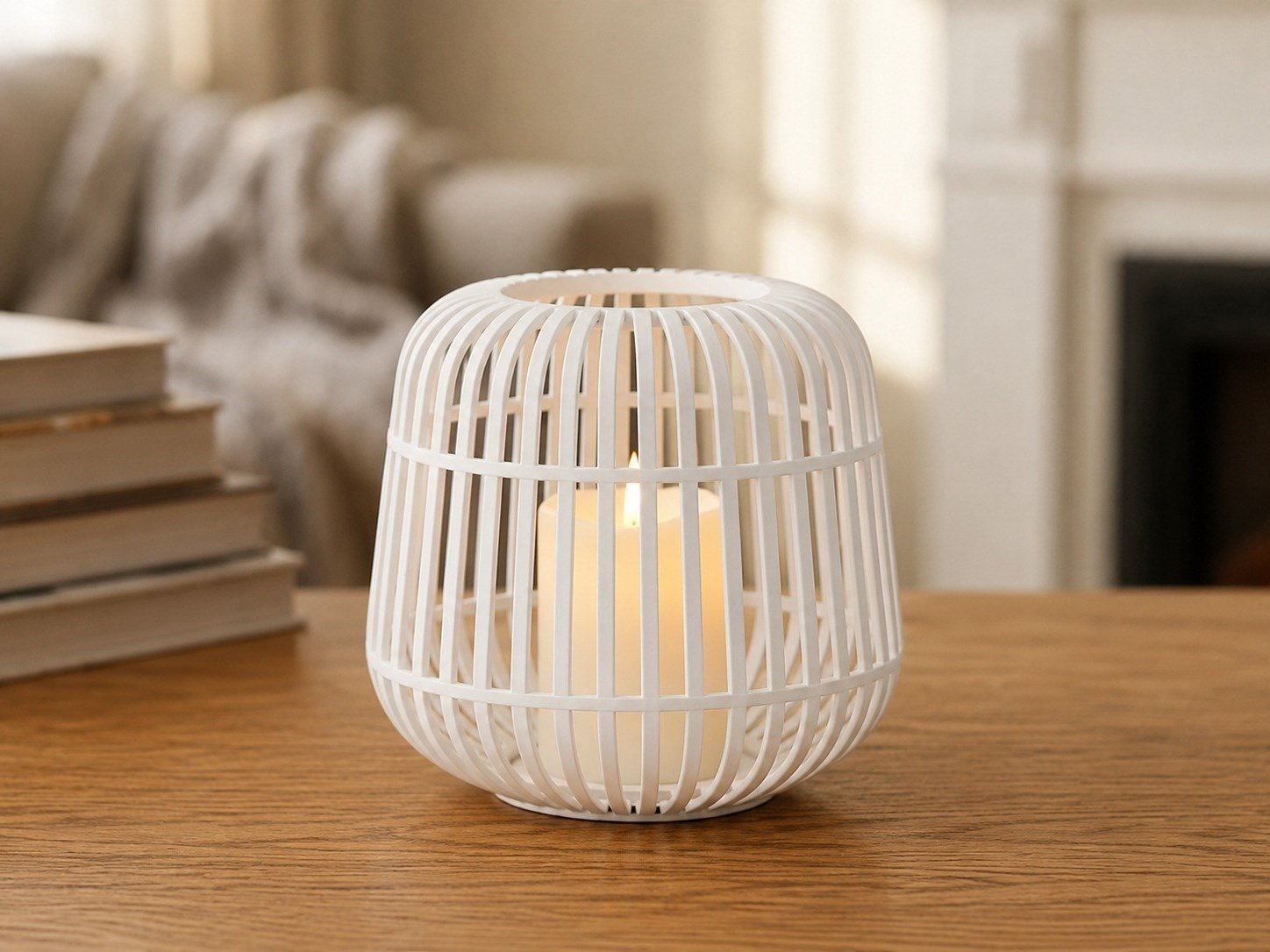 3d Baskı Modern Kafes Tasarımlı Dekoratif Mumluk - Tealight Mumluk, Masaüstü Ev Ve Ofis Dekoru-beyaz Çok Renkli