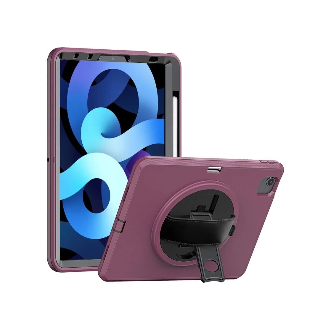 Apple İpad 2025 10.9 10.nesil A16 Kılıf Hand Strap Tablet Kılıfı - Mürdüm Arka Kapak Lacivert