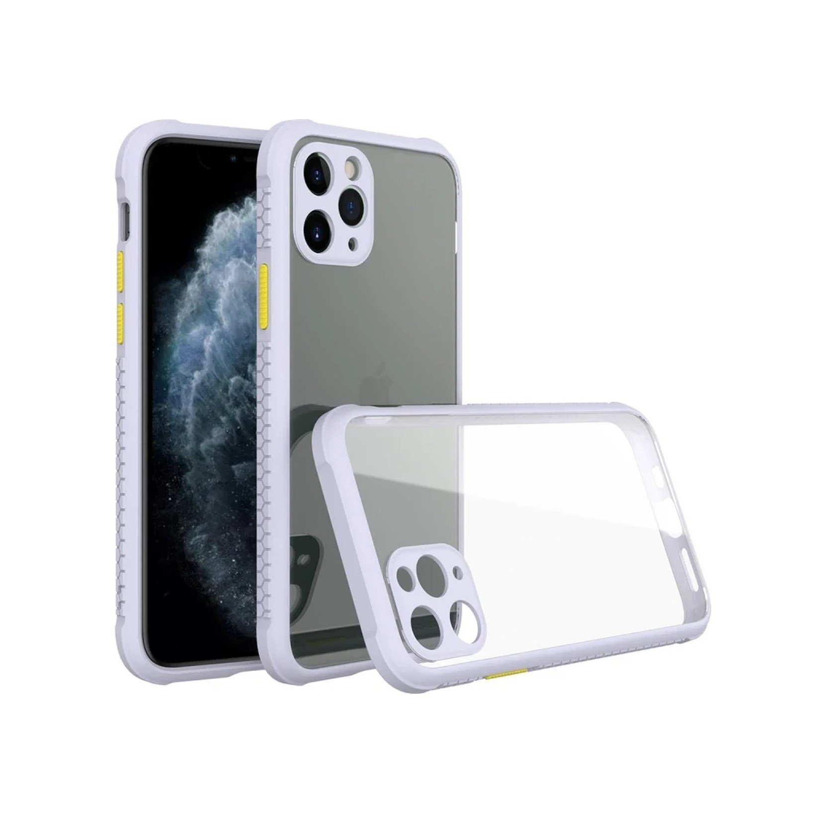Apple İphone 11 Pro Max Kılıf Miami Şeffaf Silikon - Lila 0.2M-Çok Renkli