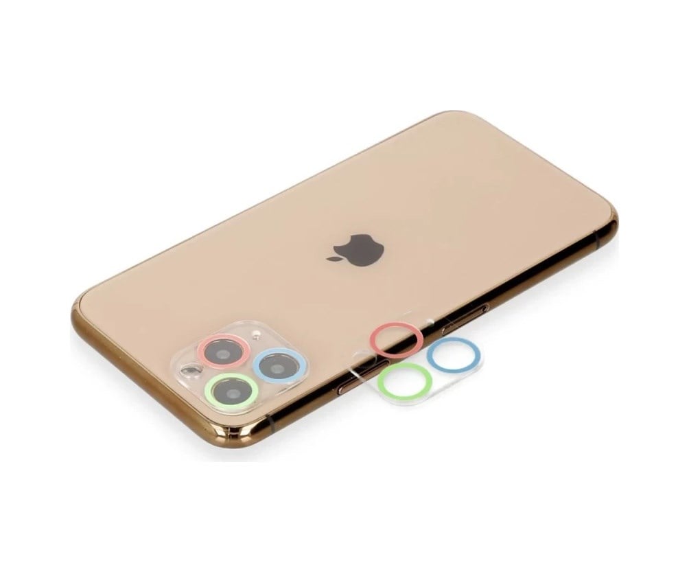 Apple İphone 11 Pro Max Uyumlu Renkli Kamera Lens Koruma Cam - Mavi-yeşil